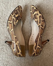 Vintage Amano Burmese Python Snakeskin Kitten Heel Shoes Size 8AA - Please Read
