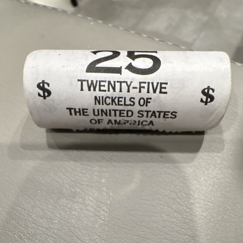Roll of 25 United States Nickels 5C Business Strike Bank-Wrapped Coin Roll