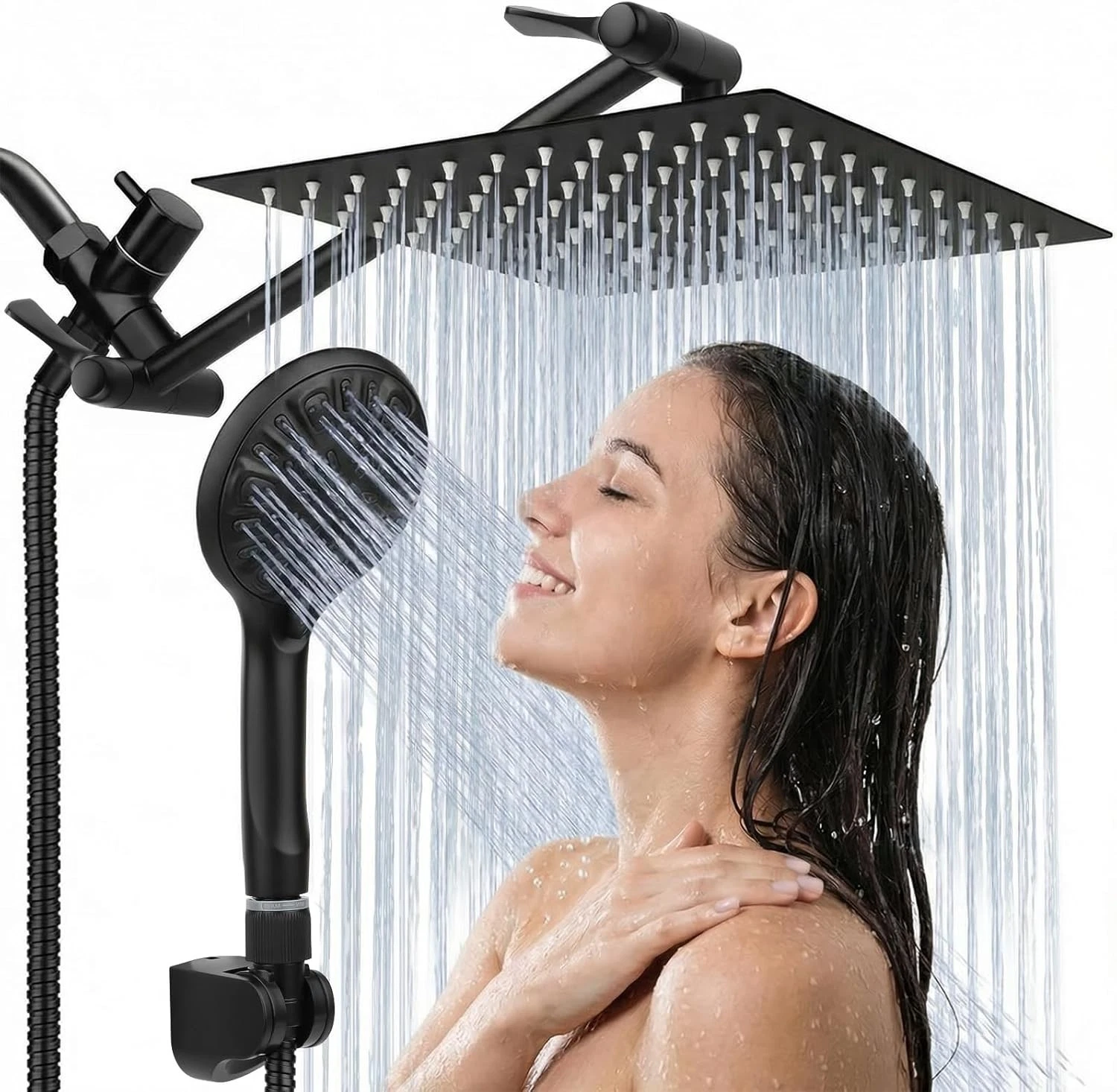 Shower Head High Pressure Rainfall Handheld Set with 11 Inch Adjustable