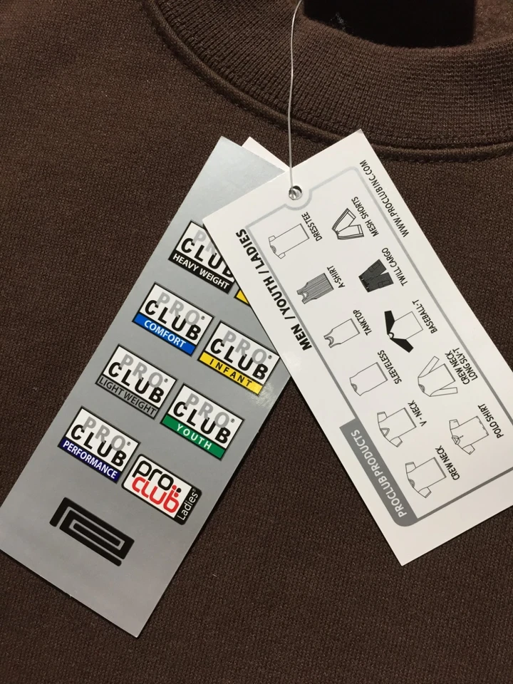 NEW Pro Club Heavyweight Sweatshirt Mens L Large Brown Crew Neck Long Sleeve - Image 4 of 4