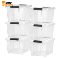 IRIS 20 Qt Plastic Storage Bins with Lids, Stackable, Totes, 6Pk