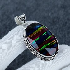 Ammolite Gemstone Pendant 925 Sterling Silver Jewelry, Handmade Pendant Gift