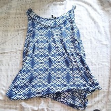 George Blue White Geometric Scoop Neck Sleeveless Tank Top XL Regular, Women's