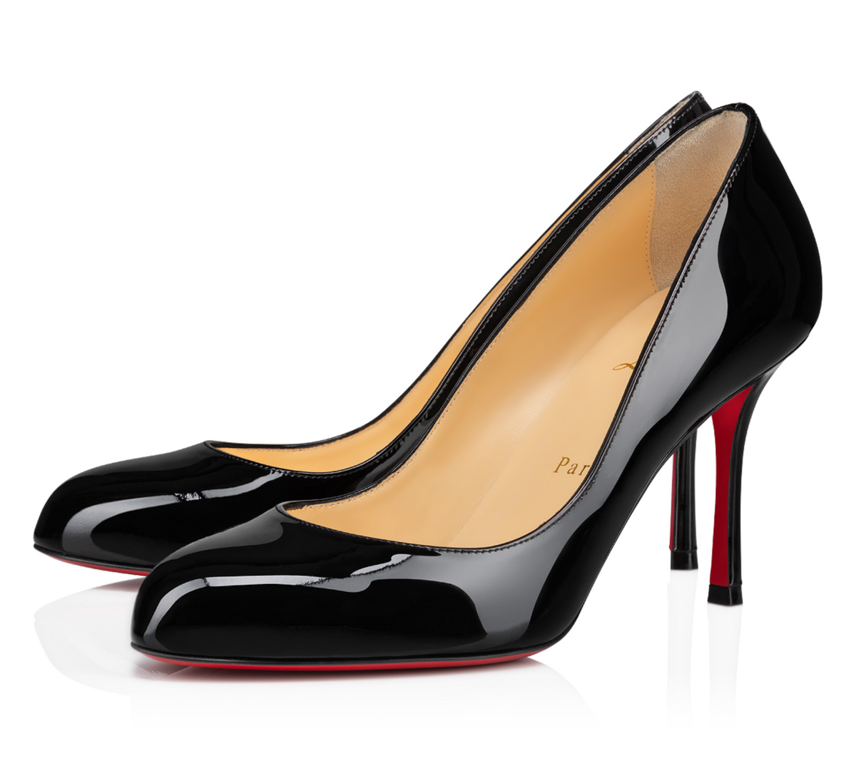 Christian Louboutin Dolly Pump 85 Black Patent Leather Round