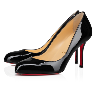 Christian Louboutin Dolly Pump 85 Black Patent Leather Round