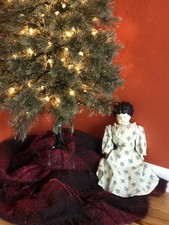 Hand Painted China Head Doll Vintage 1974 Reproduction, Nice Pioneer Snap Dress
