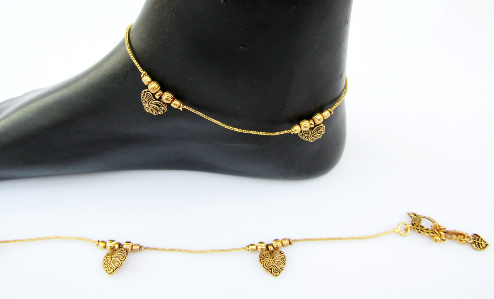 Indian Gold Plated Payal Foot Designer Chain Anklet Set Women Fashion Jewelry 11