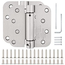 KIW Automatic Self-Closing Door Hinges Brushed Nickel 4 Inch 5/8" Radius