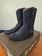 ARIAT MEN YELLOWSTONE MIDNIGHT RANCHER  BOOT SIZE 10 EE Wide OILED NAVY ROUGHOUT