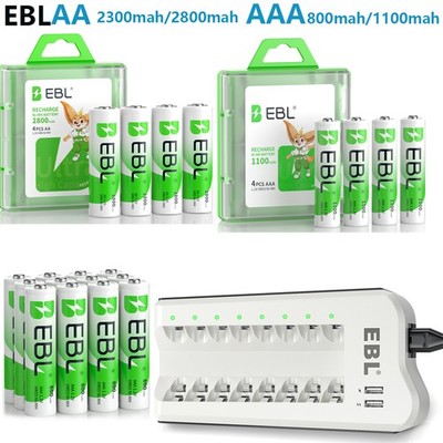 Lot  Rechargeable Batteries AA AAA Ni-MH / Optional AA AAA Charger with Dual USB