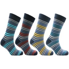 6-Pairs Striped Mens Socks - UK 6-11 (EUR 39-46) - Assorted Stripes