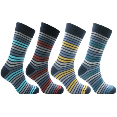 PIERRE KLEIN 6-Pairs Striped Mens Socks - UK 6-11 (EUR 39-46) - Assorted Stripes