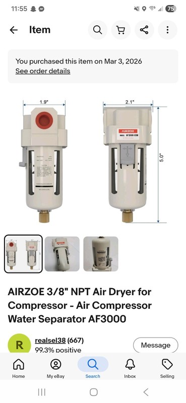 AIRZOE 3/8" NPT Air Dryer for Compressor - Air Compressor Water Separator AF3000