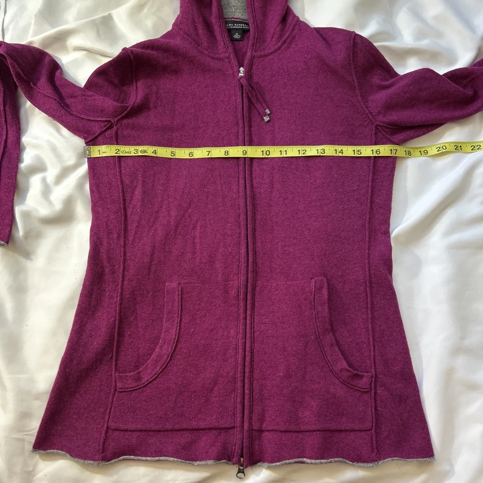 Banana Republic Talla M Mujer Lujo Mezcla de Cachemira Cremallera Sudadera con Capucha Lana Púrpura Foto 4 de 4