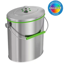 1.6 Gal. / 6 Liter Stainless Steel Indoor Compost Bin Household Metal Trash Can