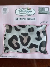 The Vintage Cosmetic Co. White Leopard Print Satin Pillowcase-Standard Size