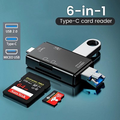 6 in 1 kartenleser usb USB C SD/TF Micro USB OTG Typ C für Handy Laptop DE
