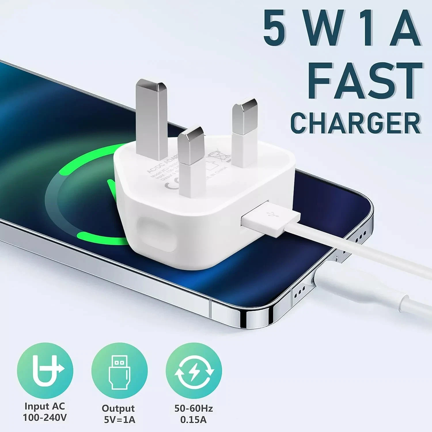 UK 3 Pin USB Plug Adapter Mains Wall Charger 1-Port For Phones Tablet iPhone - Picture 5 of 15