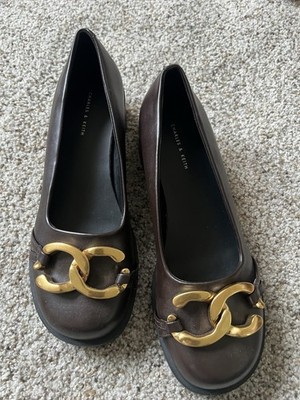 Charles & Keith Shoes Chunky Ballerina Flats Women's Golden Buckles 41 Size 10