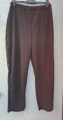 BOOHOO-High Waist Creep Ladies Black Elascated Waist Trousers UK Size 16