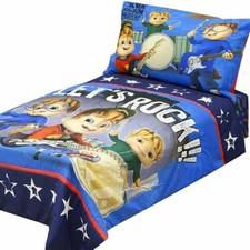 4pc ALVIN CHIPMUNKS TODDLER BEDDING Simon Theodore Comforter Sheets. T15