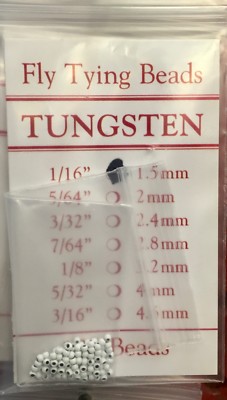  Tungsten Beads 100 Ct. White All Sizes 1/16 to 5/32 100 COUNT Pkg