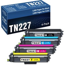 TN227 4PK High Yield Toner for Brother HL-L3270CDW MFC-L3770CDW TN-227BK/C/M/Y