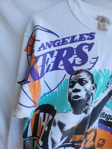 NBA LA Lakers Magic Johnson T's Sweatshirt Size M All Over Print Front & Back - Picture 7 of 12