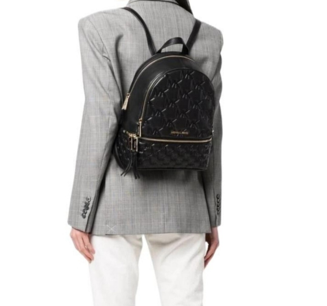 Michael Kors Rhea Embossed Logo MD Backpack Black | eBay Michael Kors Rhea Embossed Logo MD Backpack Black | eBay