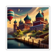 View from Hot air balloon indoors only Square Stickers