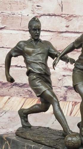 Handcrafted bronze sculpture Sale Player Soccer Two Deco Original Artwork Sale - Picture 7 of 10