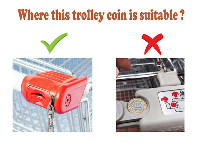 Reusable Shopping Trolley Release Key, Token, Coin, Keyring, No