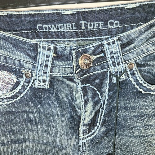 Cowgirl Tuff Co. Womens Size 26 Cuffed Denim Western Bling Shorts NWT - Picture 4 of 12