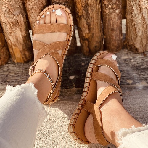 brown summer sandals flats