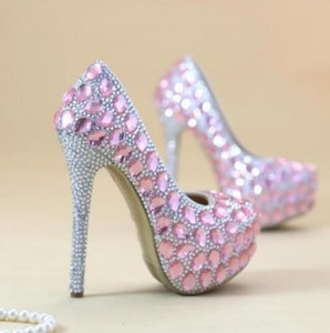 pink diamante heels
