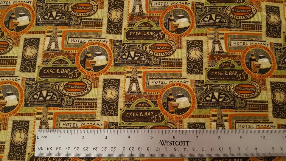 24" European Avenue Print Concepts Paris Rust Olive Brown w/ Gold Accents - Image 2 of 3