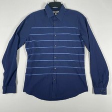 Express Button Up Shirt Long Sleeve Collared Blue Extra Slim Fit Men's M 15-15.5