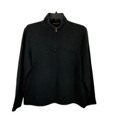 Michael Kors Womens Large Black Sweatshirt Pullover Quarter Zip Mock Neck EUC