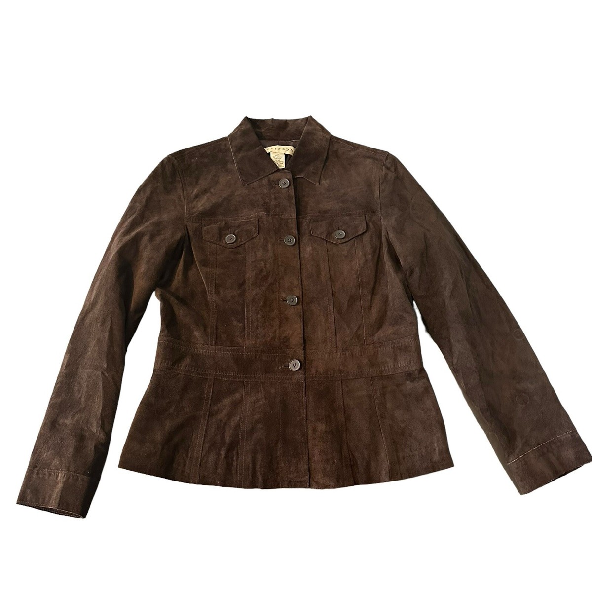 VTG Apostrophe Women’s Brown 100% Soft Genuine Leather Jacket Size 10  Button Up