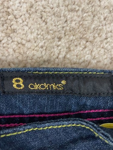 Akdmks Denim Jeans Youth Girls 23x18 Stretch Regular Straight Embroidered Blue - Picture 15 of 17