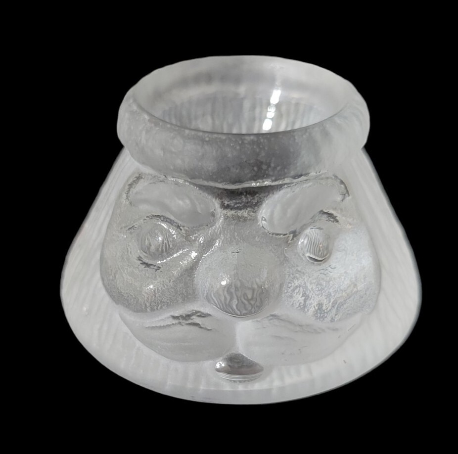 Nybro Crystal Santa Claus Candle Holder Satin Clear Sweden