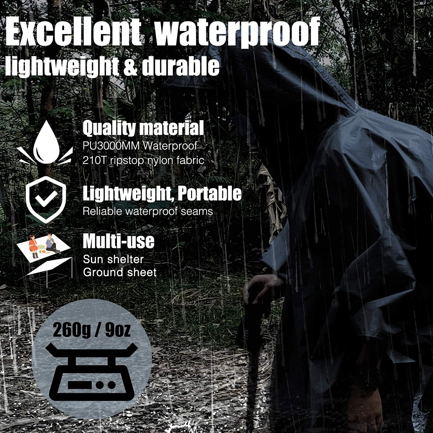 anyoo waterproof rain poncho