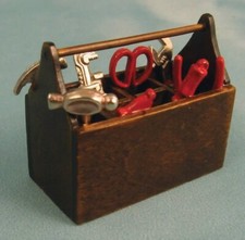 1/12 dolls house Miniature Tools Set & Wood Toolbox Hammer Pliers Shed Carpenter