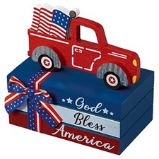 Meetyamor 4th of July Decorations, Large Size Fourth of July Stacked Books Decor