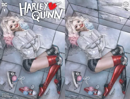 HARLEY QUINN 1 NATALI SANDERS VIRGIN VARIANT-A & B 2-PACK SET ADAM HUGHES RARE!