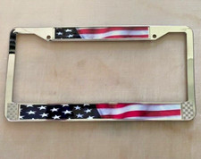 Chrome Plastic Usa Us American Flag Car License Plate Frame