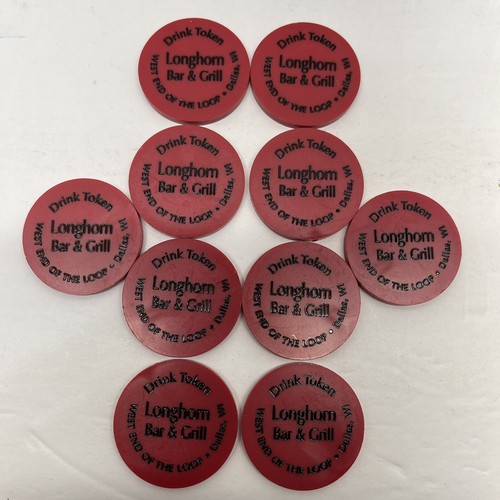 Bar Drink Tokens Chips Longhorn Bar & Grill Dallas WI Lot of 30 Red Green Gold - Picture 10 of 18