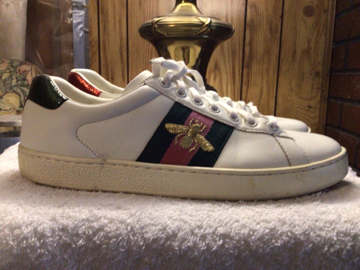 Mens Gucci Ace Sneakers Strip Bee Leather Low Sneakers Mens Gucci Ace Sneakers Strip Bee Leather Low Sneakers