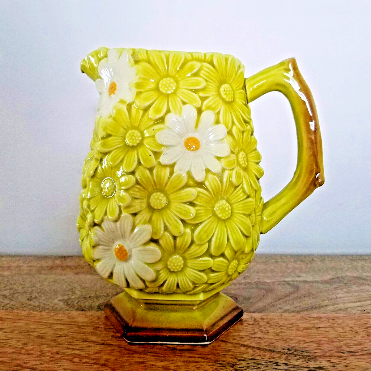 Norcrest Daisy Flower Pitcher Japan Ceramic 1960's Retro Vintage
