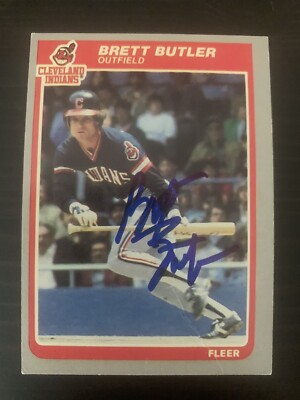 1985 Fleer #441 Brett Butler Cleveland Indians Signed Card Autographed ...
